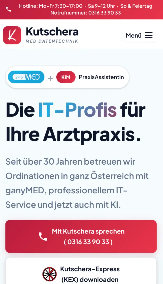 Dieselbe Website auf dem Smartphone
